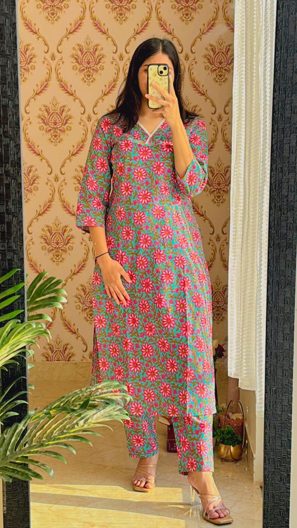 Aasmani Phool Lace Suit Set - Sukoon 3.0 (Slim Fit)