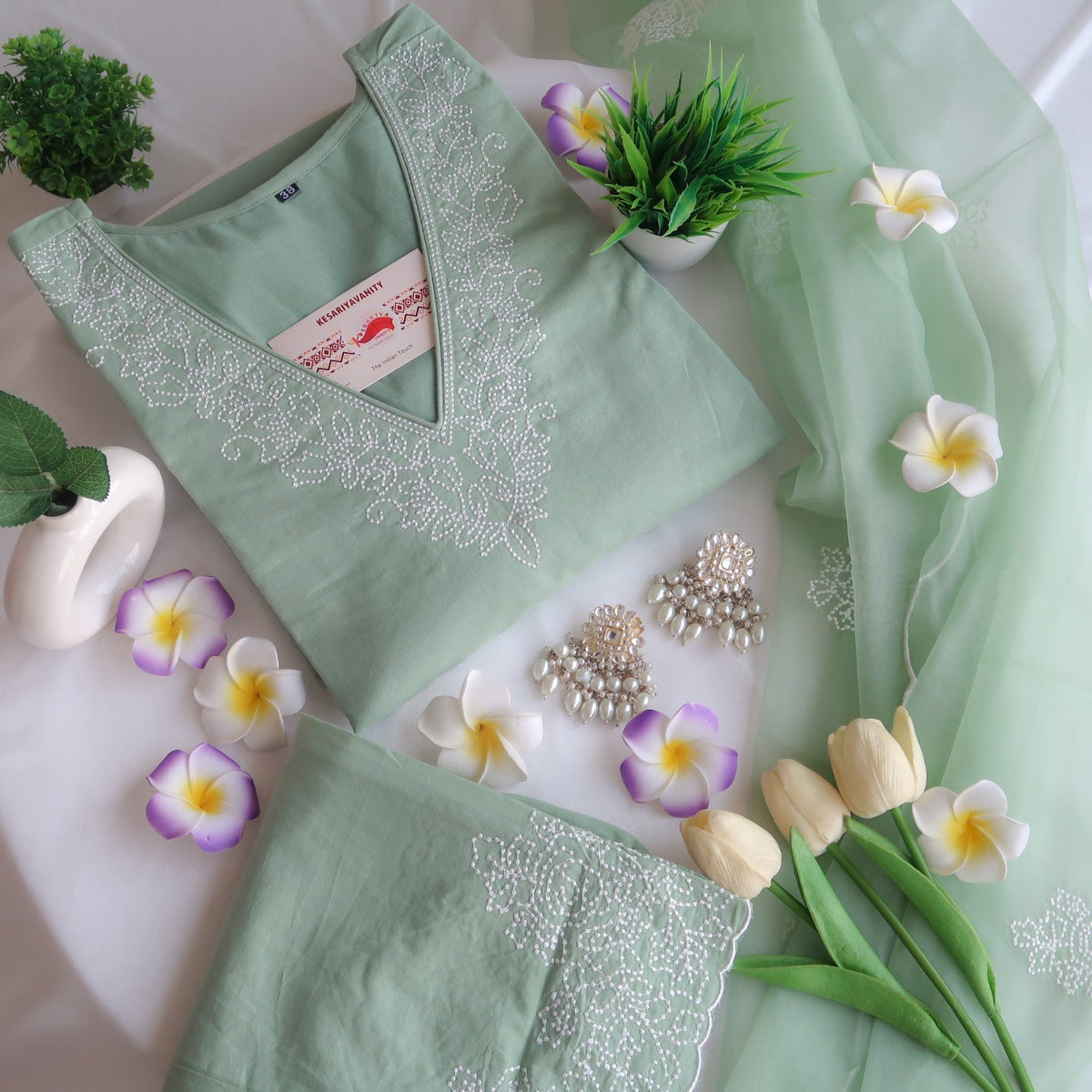 Pistachio Embroidered Bliss Suit Set