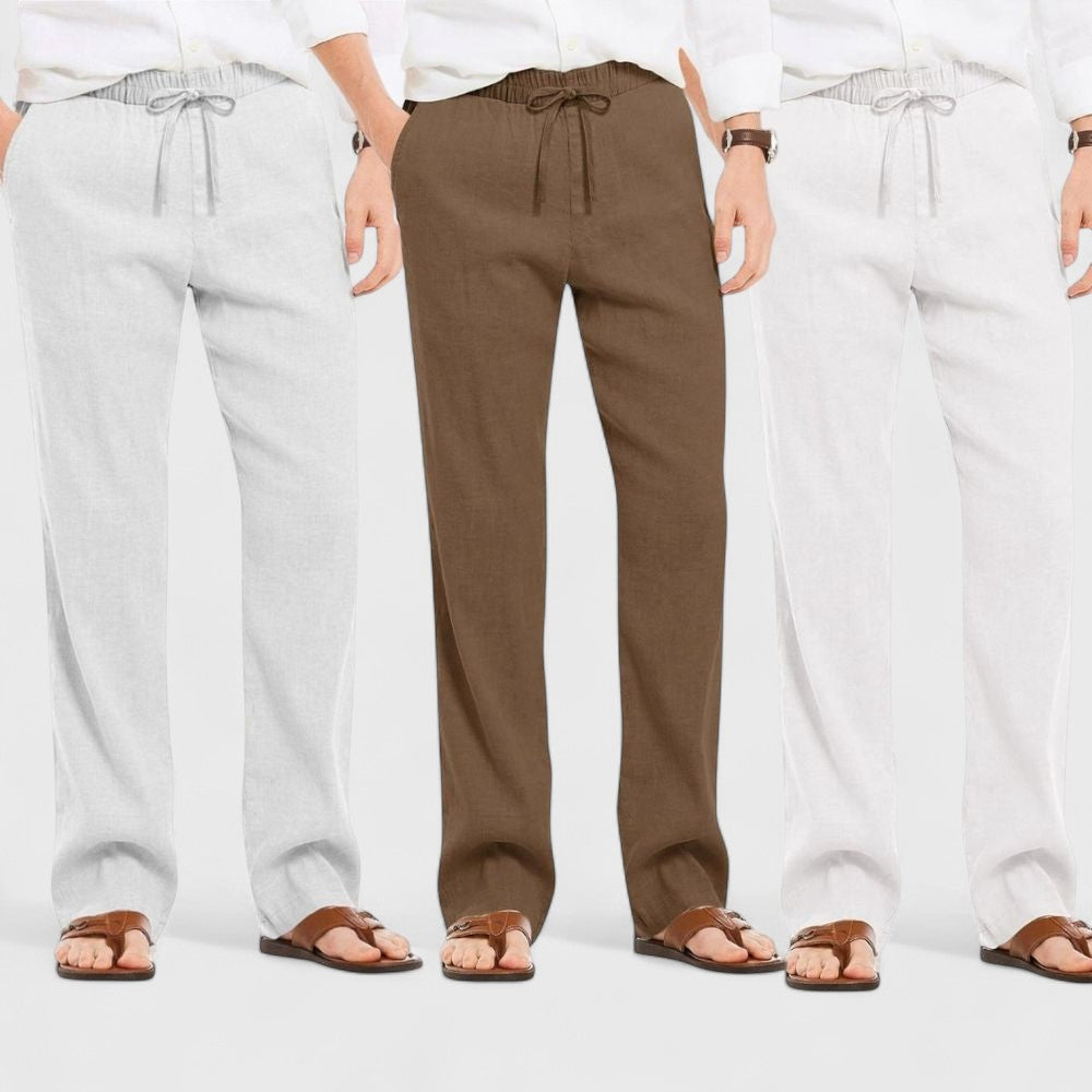 Men's Linen Blend Loose Fit Pants Pack of 3