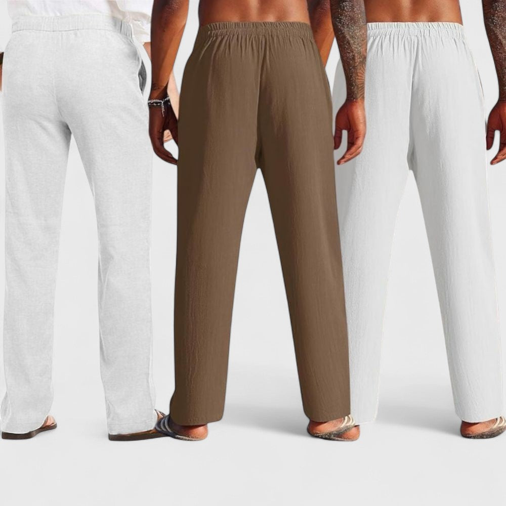 Men's Linen Blend Loose Fit Pants Pack of 3