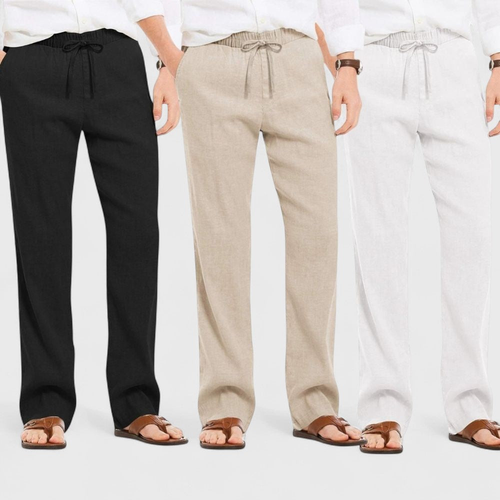 Men's Linen Blend Loose Fit Pants Pack of 3