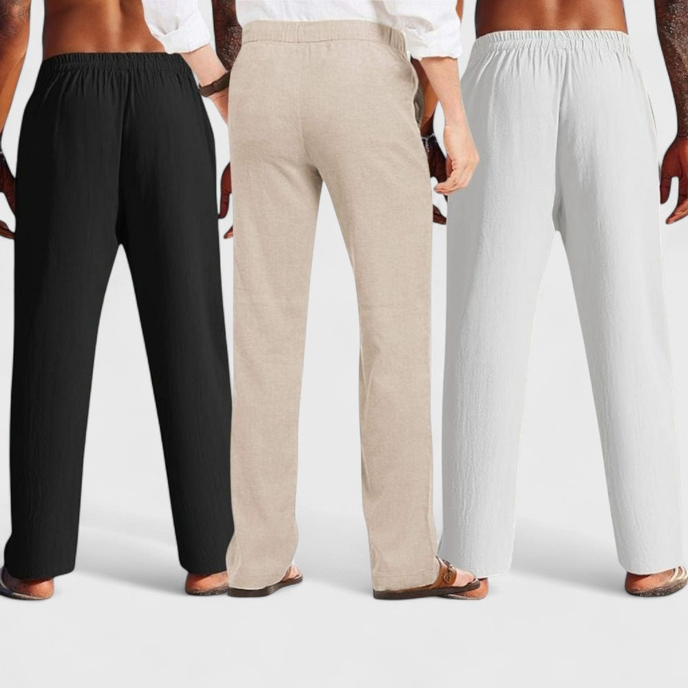 Men's Linen Blend Loose Fit Pants Pack of 3