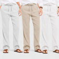 Men's Linen Blend Loose Fit Pant Combo White Light Beige Light Gray