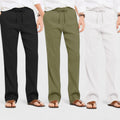 Men's Linen Blend Loose Fit Pant Combo White Olive Green Black