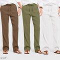 Men's Linen Blend Loose Fit Pant Combo White Olive Green Brown