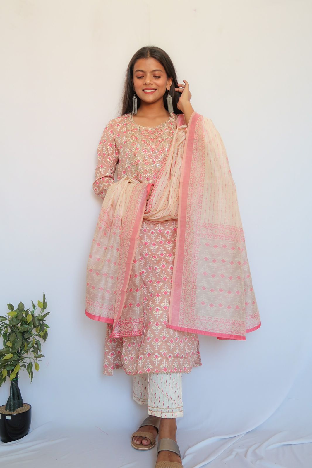 SALE: Soft Pink Latte Sequin Suit Set