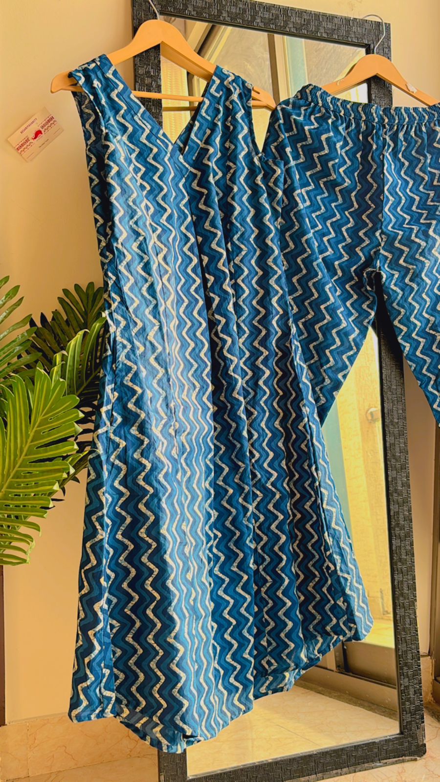 Indigo Zigzag Elegance Office/Regular Wear Suit Set - Comforter Set