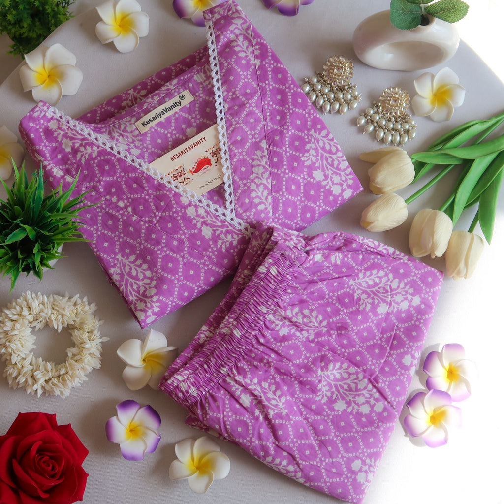 Lavender Lace Suit Set - Sukoon 3.0 (Slim Fit)