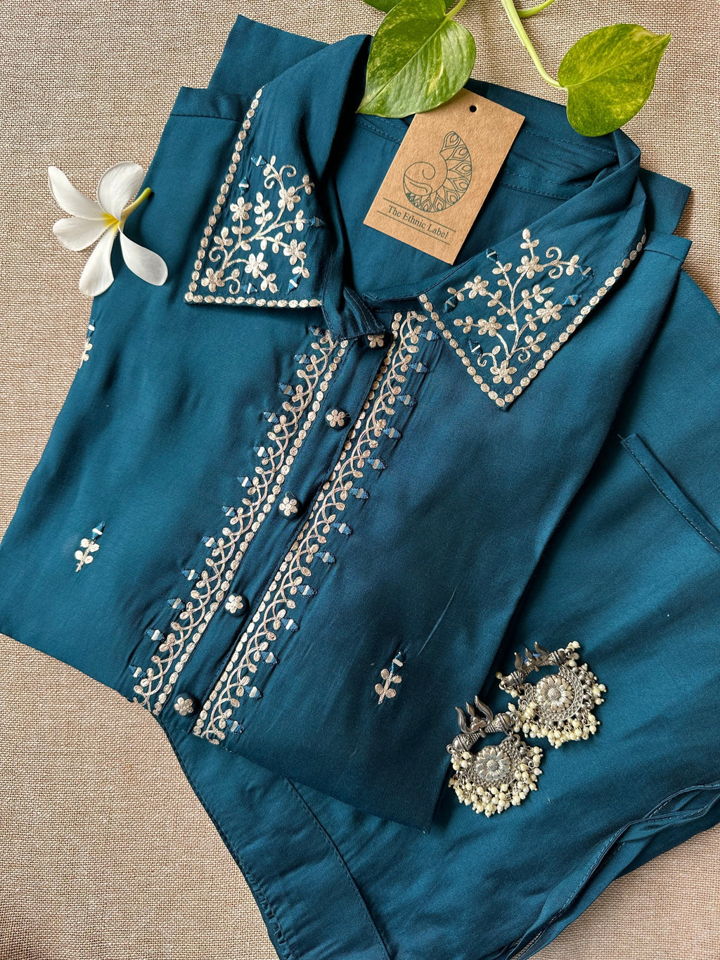 "Tara" Blue Handcrafted Co-ord Set(2 pc)