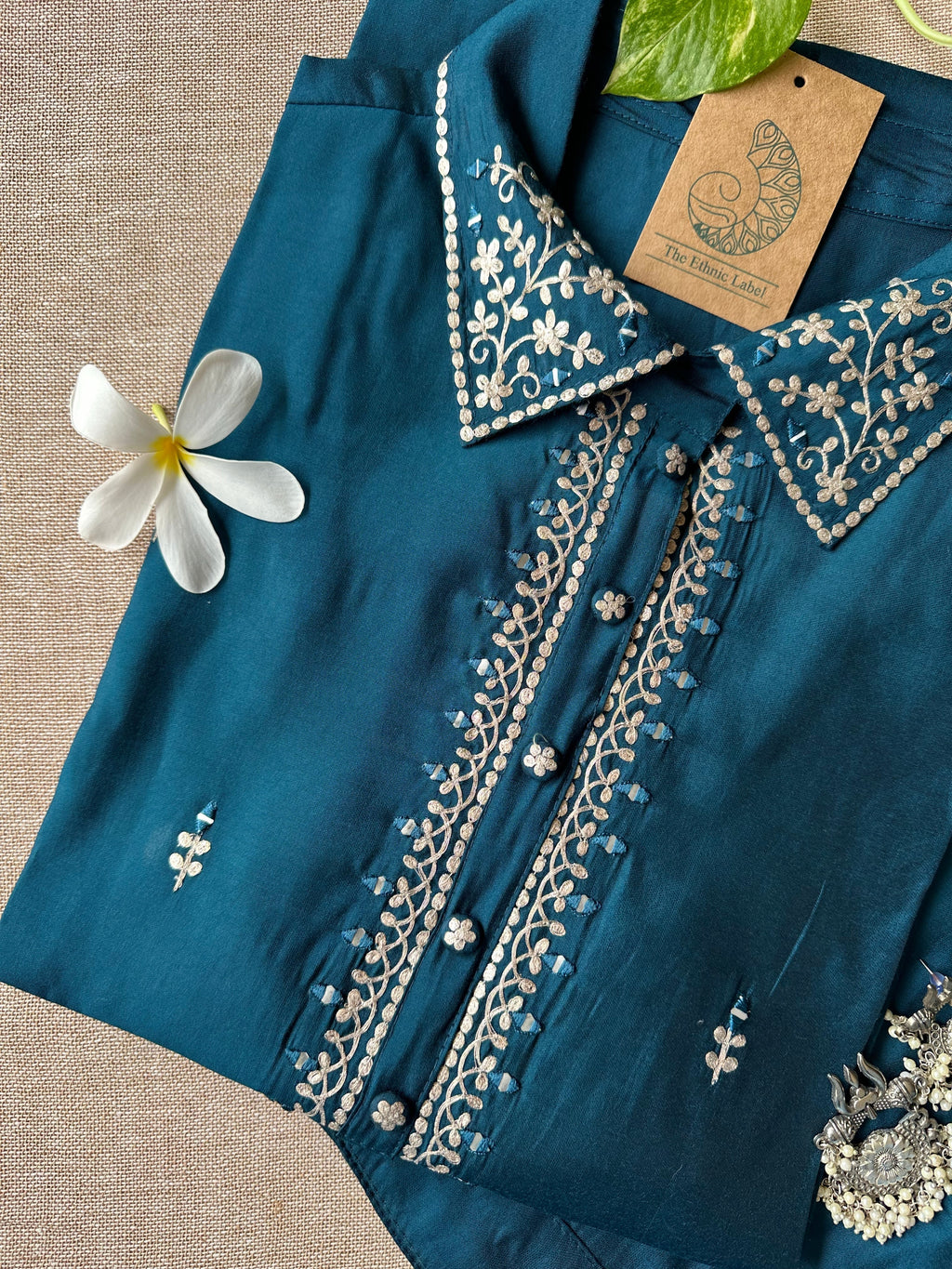 "Tara" Blue Handcrafted Co-ord Set(2 pc)
