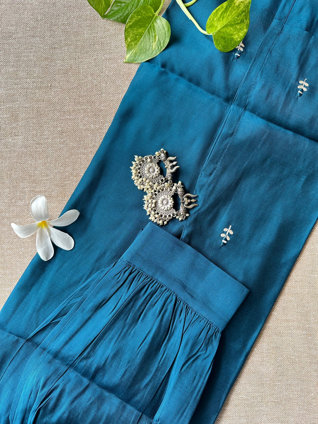"Tara" Blue Handcrafted Co-ord Set(2 pc)