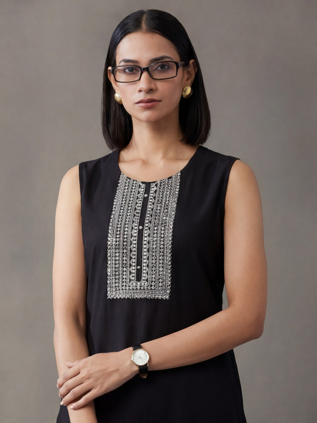 Jaipur Kurti Women's Embroidered Straight Sleeveless Kurta Teal