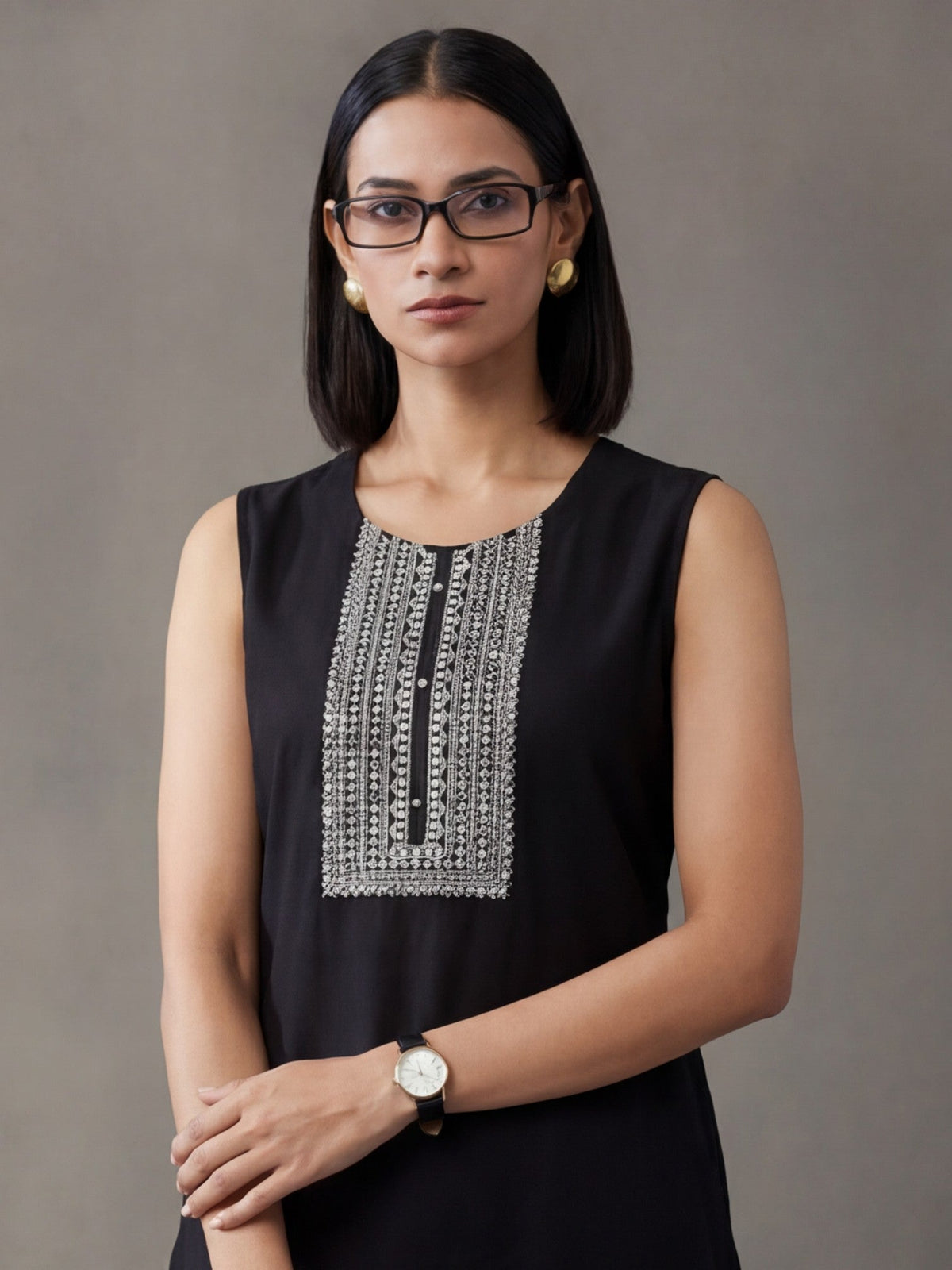 Jaipur Kurti Women's Embroidered Straight Sleeveless Kurta Teal