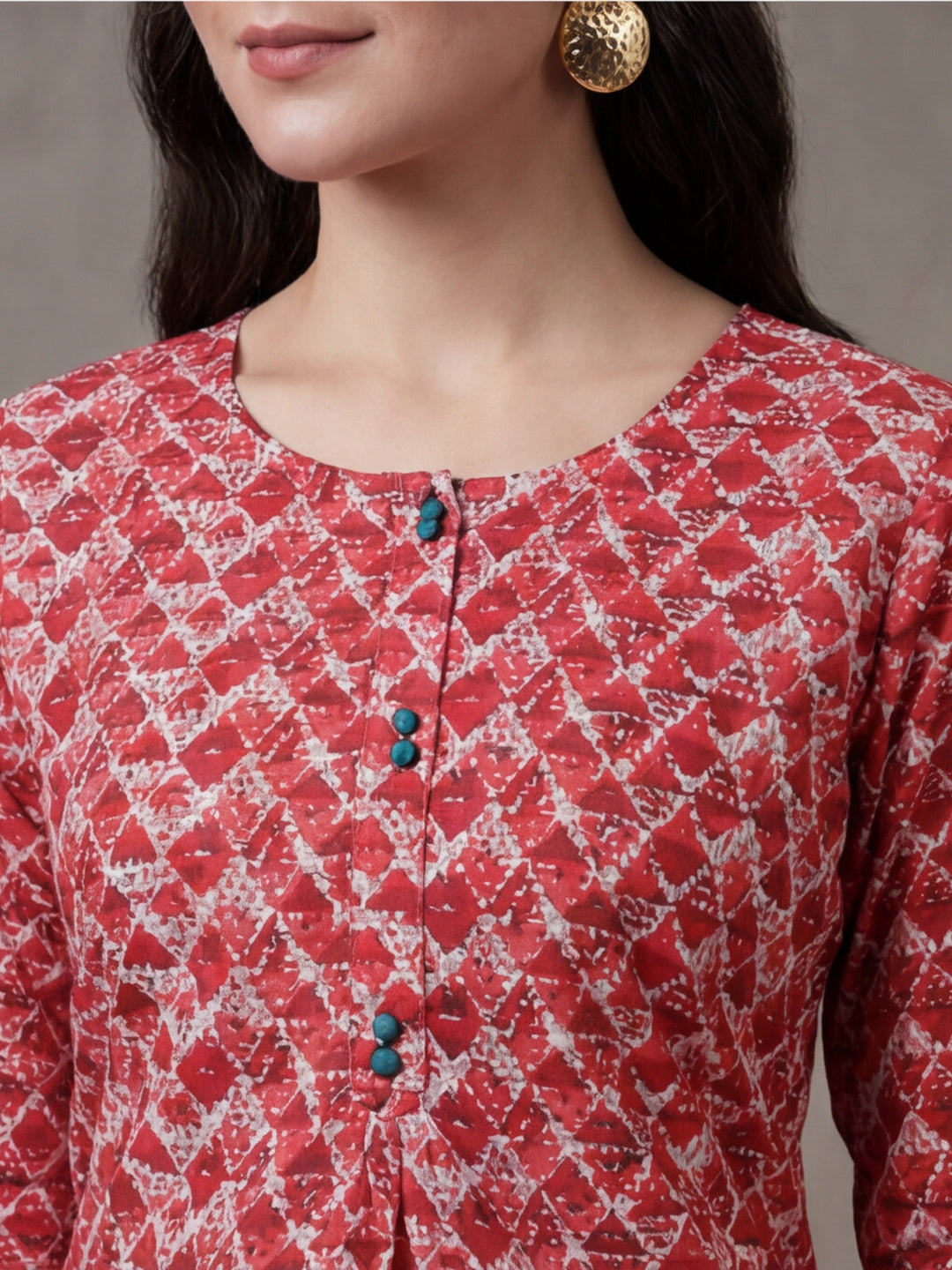 Jaipur Kurti Women's Floral Printed Straight Pure Cotton Kurta Fuchsia