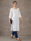 Jaipur Kurti Women's Pin Tucks Straight Cotton Kurta White