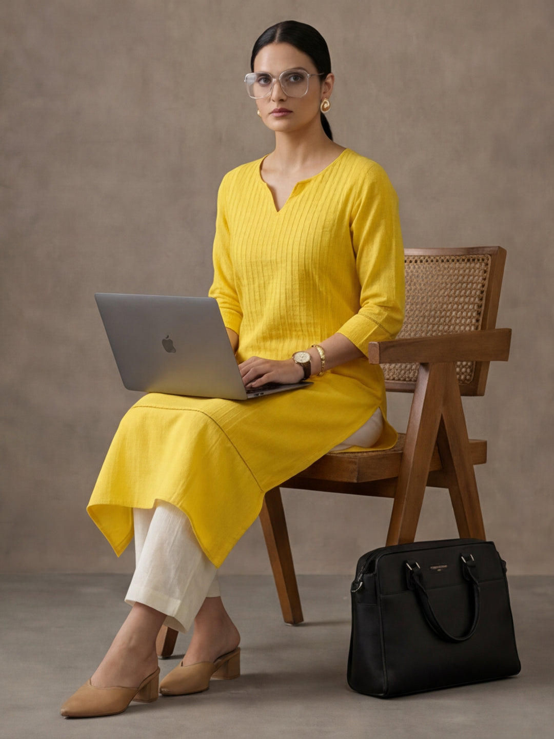 Jaipur Kurti Women's Embroidered Straight Pure Cotton Kurta Yellow