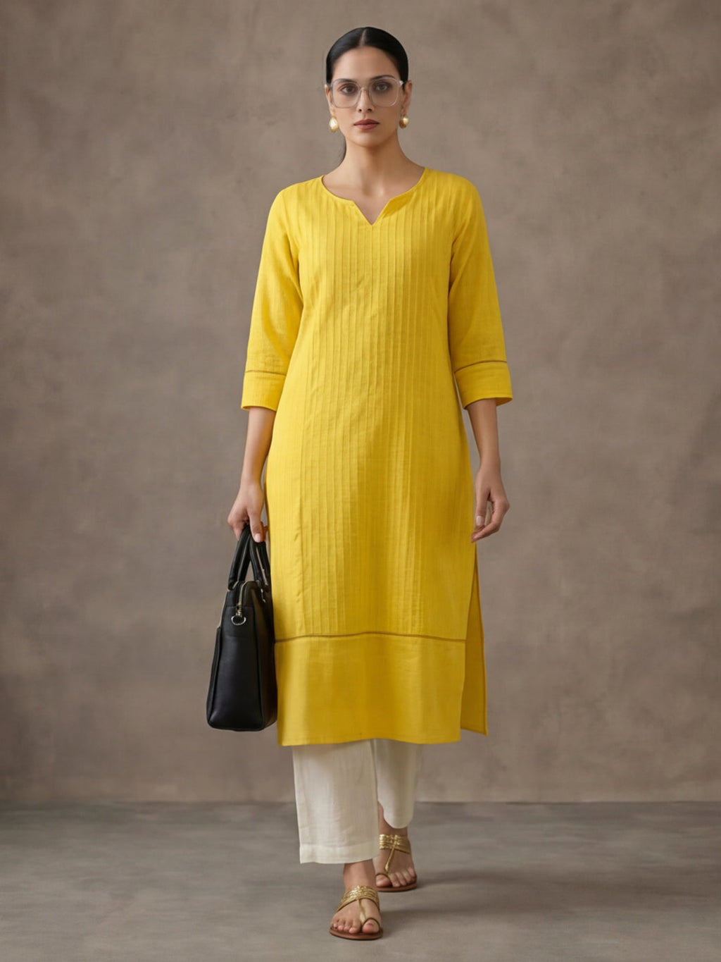 Jaipur Kurti Women's Embroidered Straight Pure Cotton Kurta Yellow