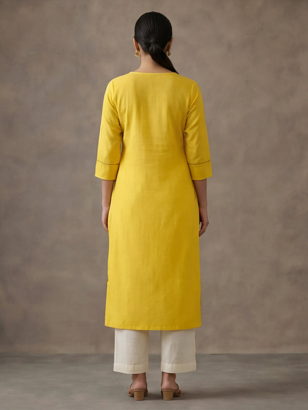Jaipur Kurti Women's Embroidered Straight Pure Cotton Kurta Yellow