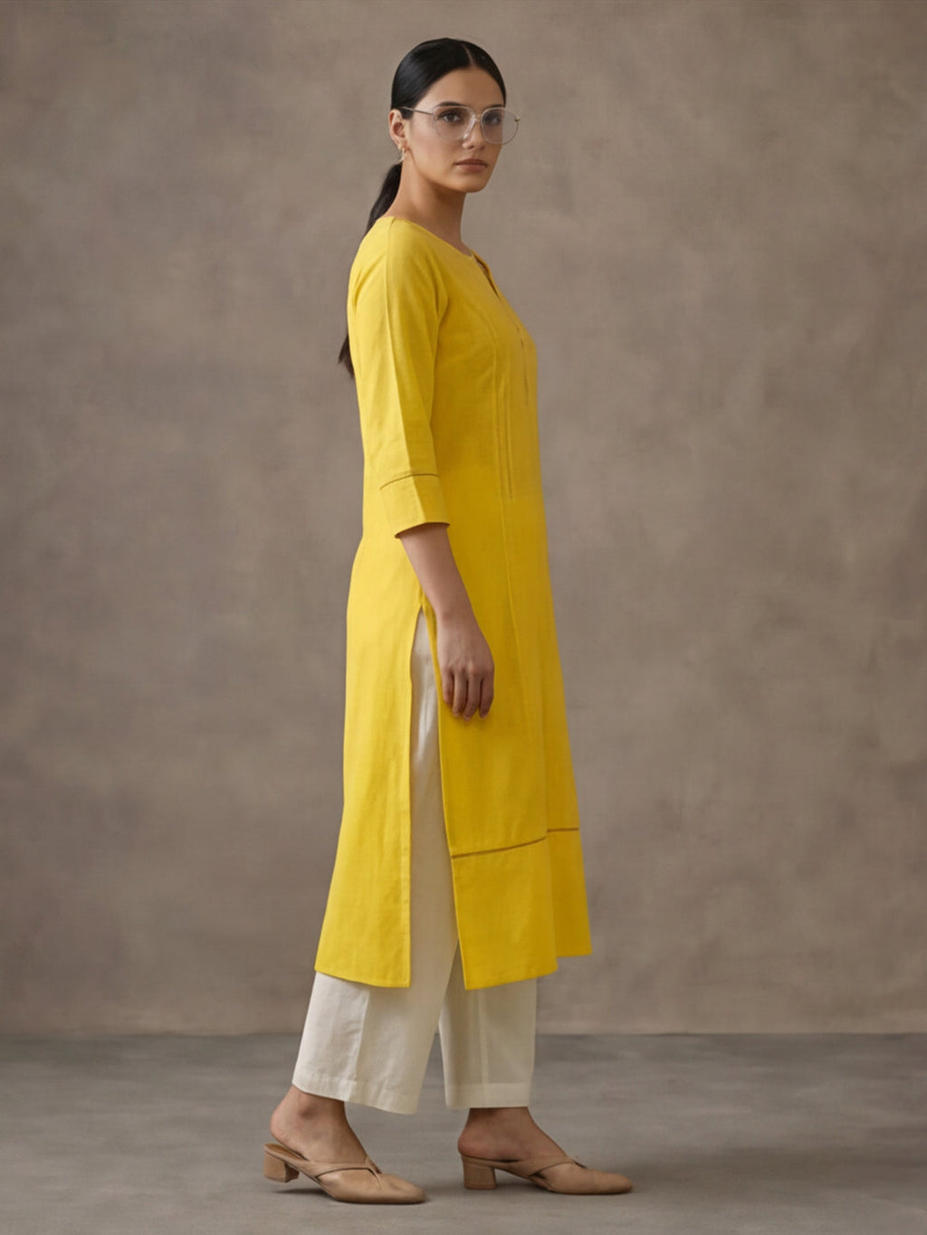 Jaipur Kurti Women's Embroidered Straight Pure Cotton Kurta Yellow