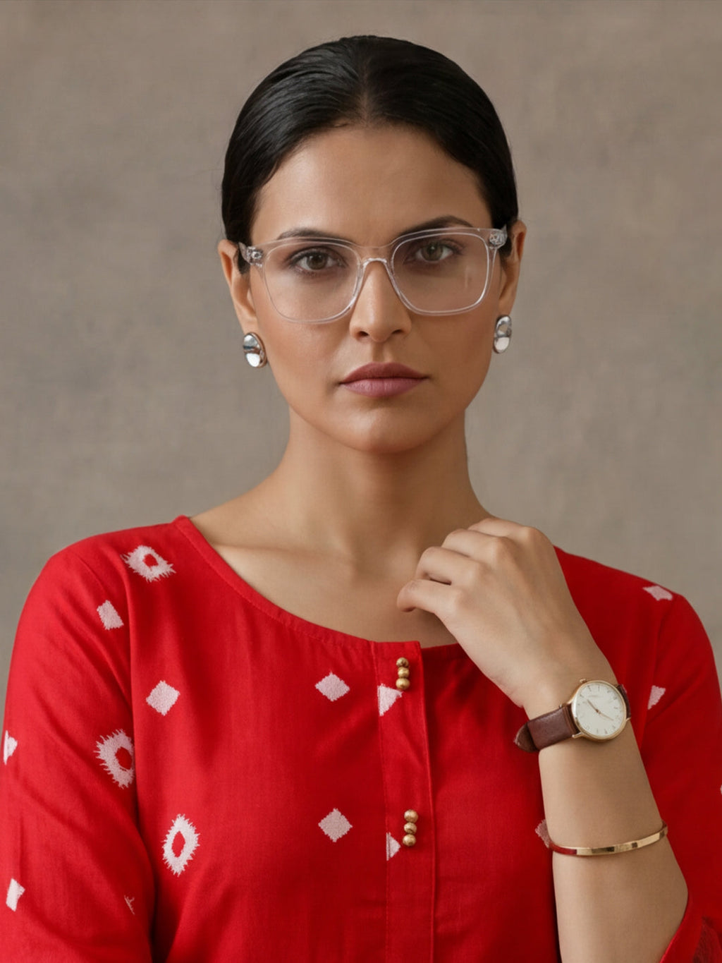 Jaipur Kurti Women's Bandhani Printed Straight Viscose Rayon Kurta Red