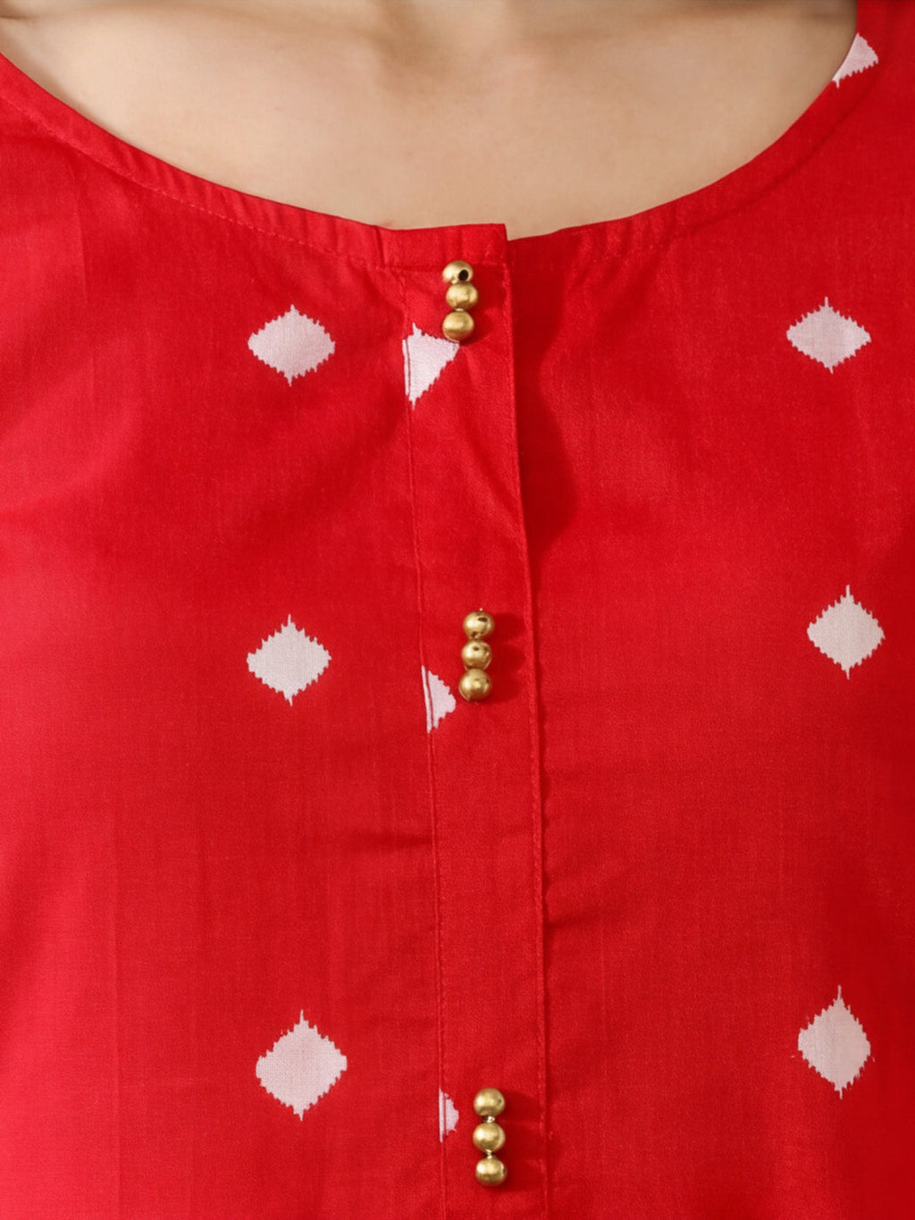 Jaipur Kurti Women's Bandhani Printed Straight Viscose Rayon Kurta Red