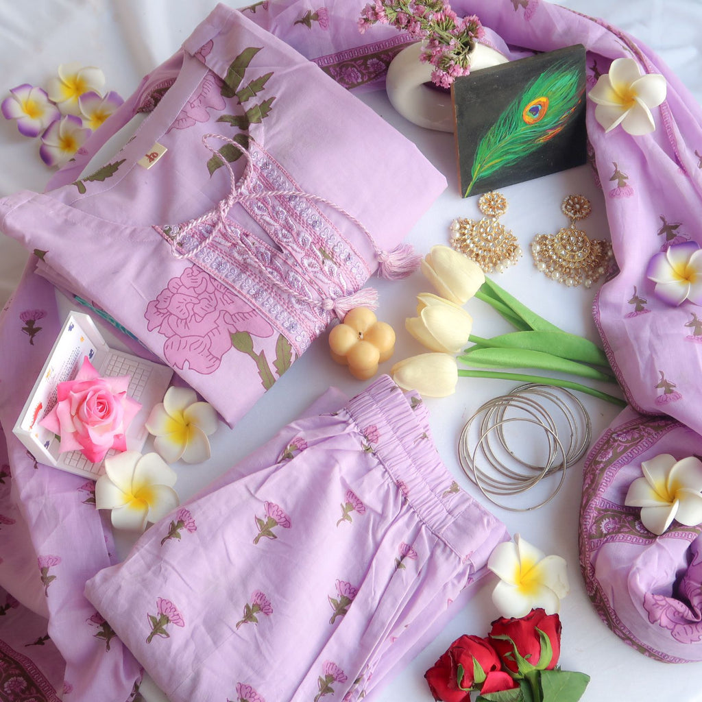 Lavender Pure Cotton Suit Set - Launch 16