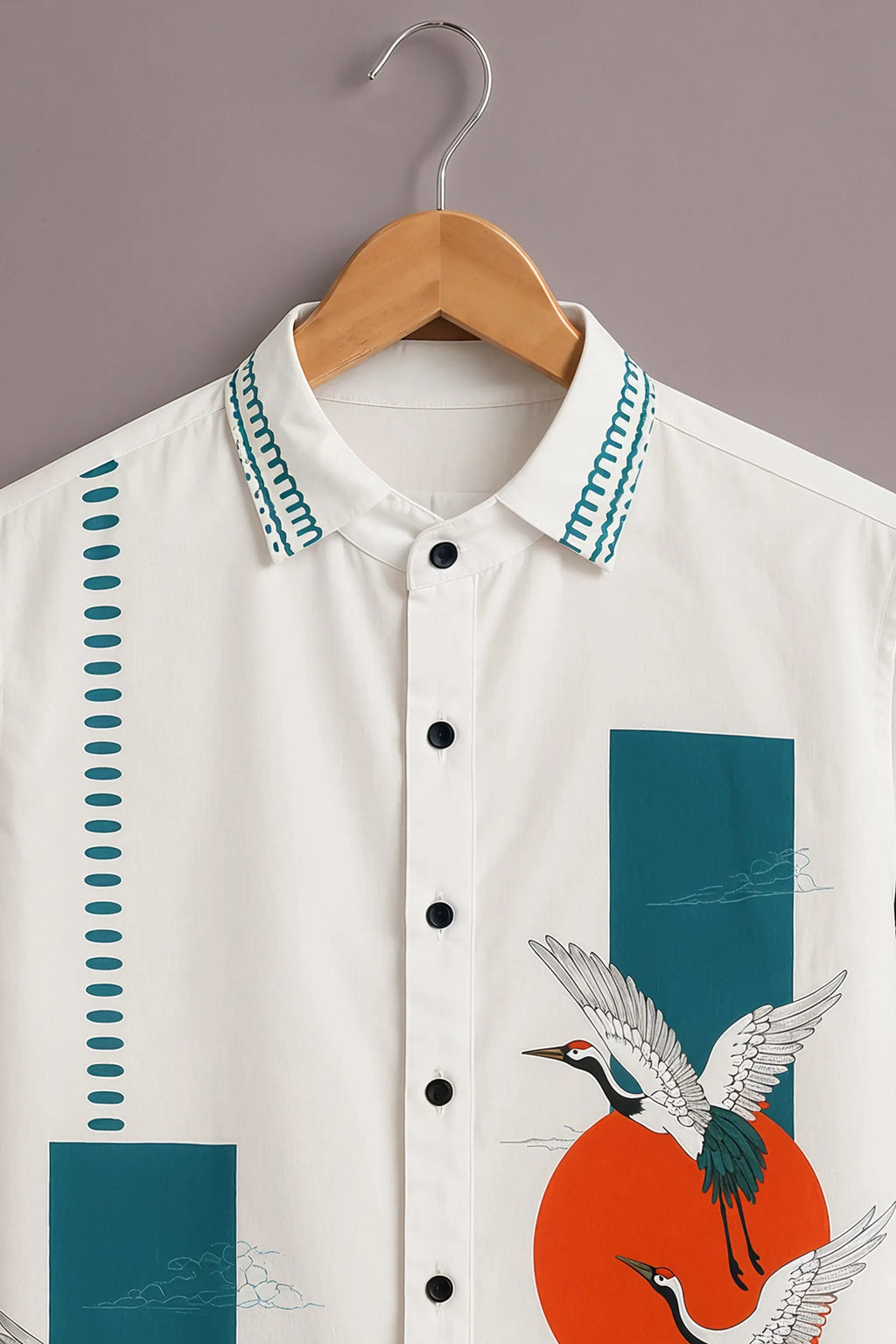 Men's Crane Geometric Print Short Sleeve Shirt