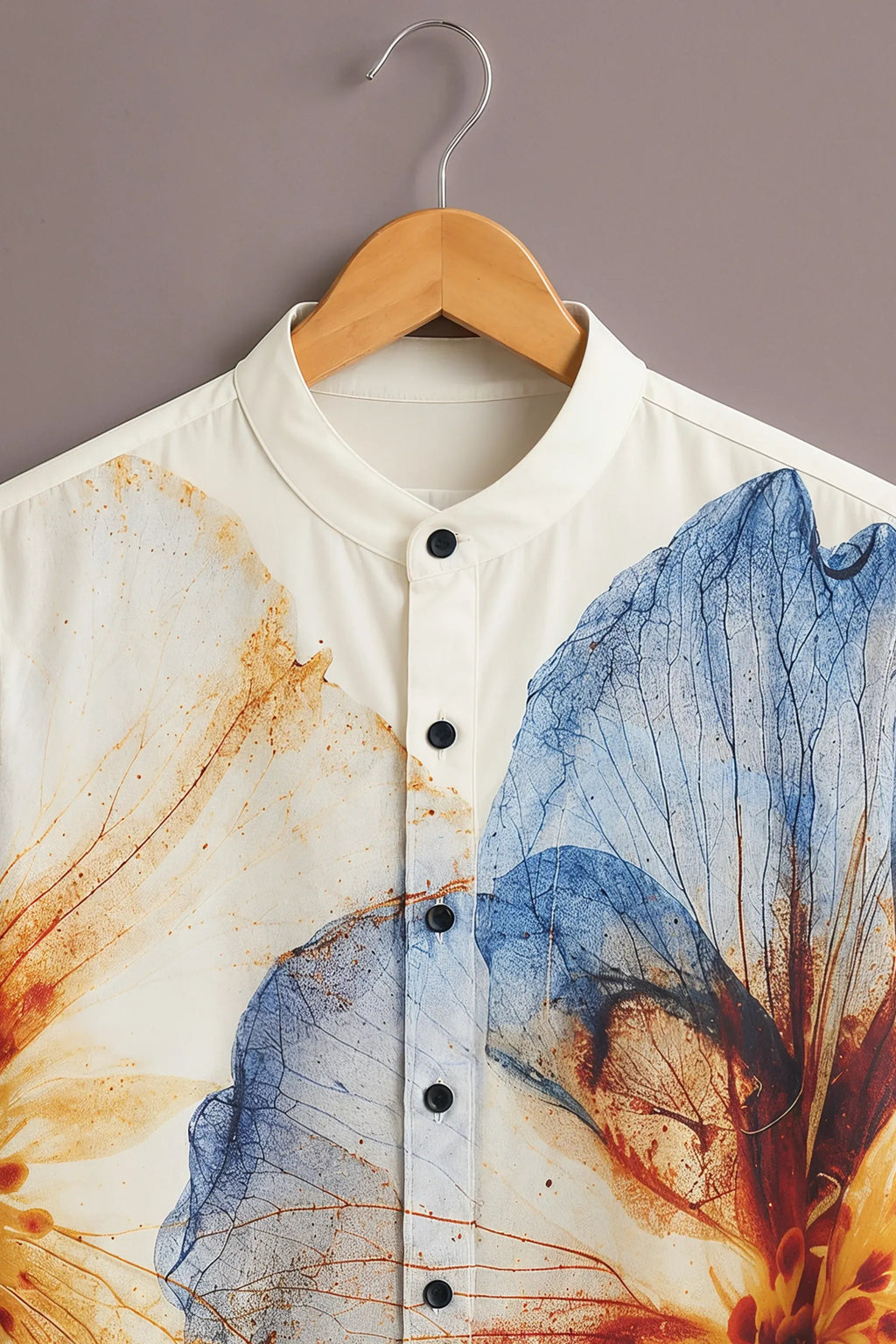 Men's Premium Floral Abstract Mandarin Collar Shirt