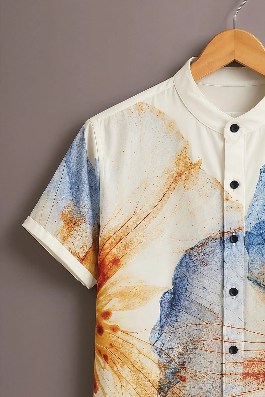 Men's Premium Floral Abstract Mandarin Collar Shirt