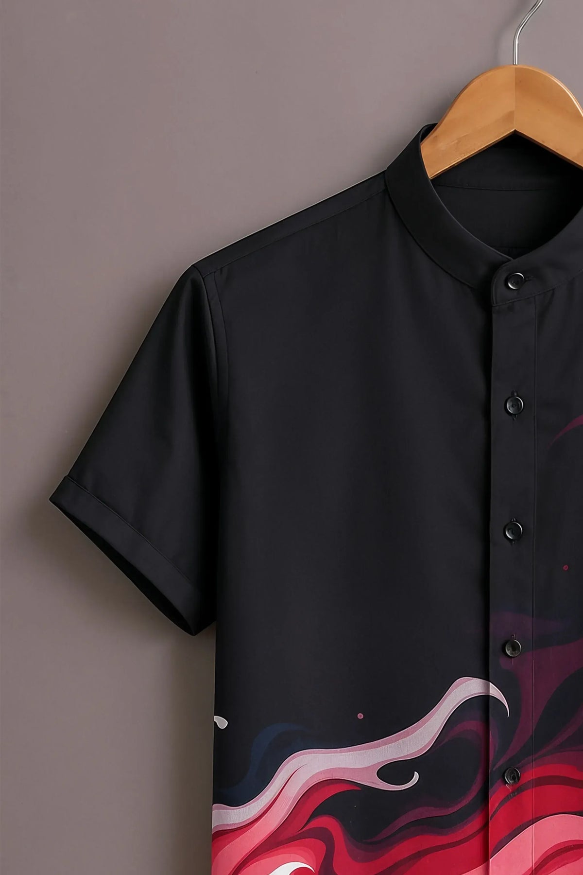 Men's Premium Abstract Wave Mandarin Collar Shirt