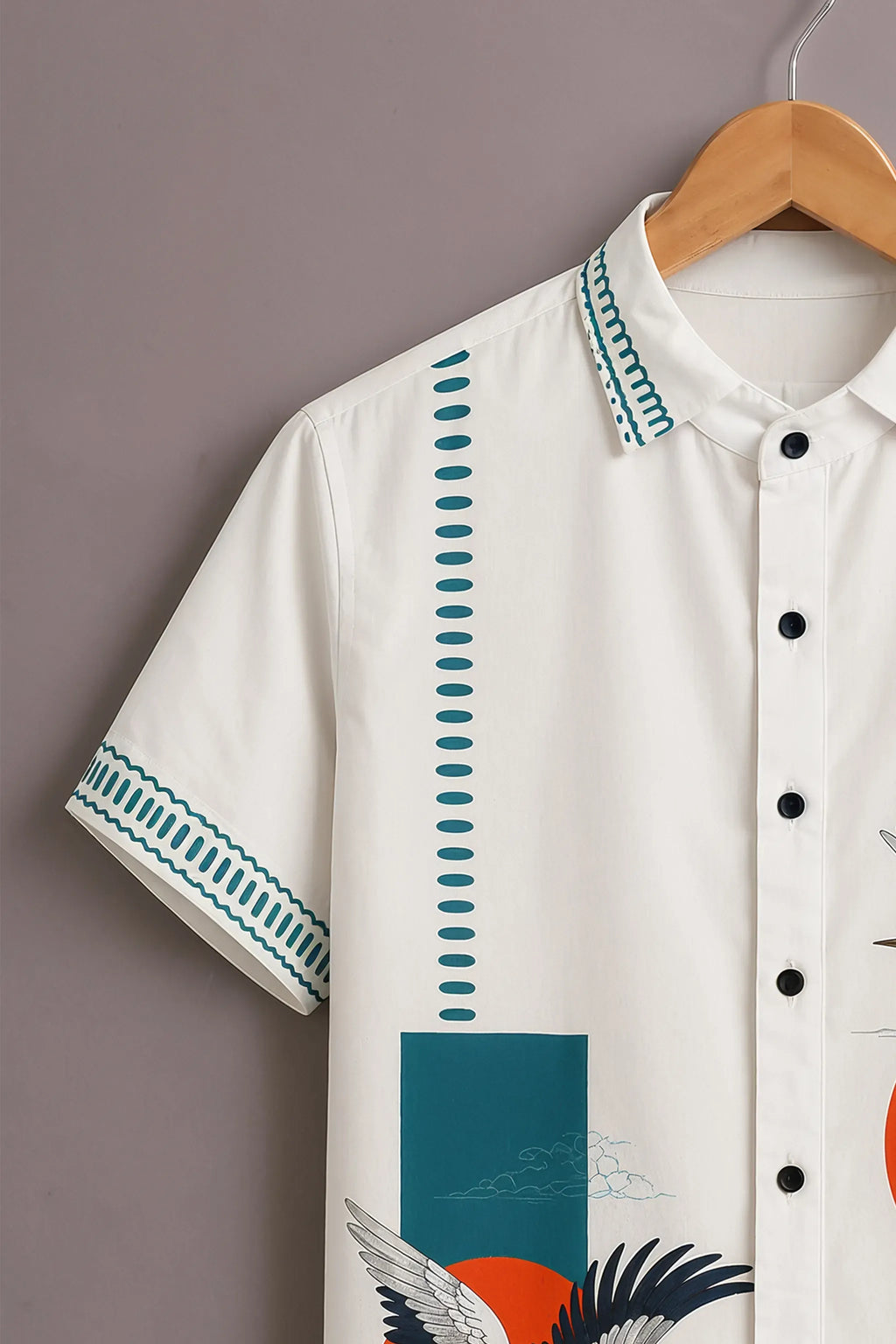 Men's Crane Geometric Print Short Sleeve Shirt