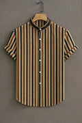 Men's Vertical Stripe Mandarin Collar Casual Shirt