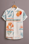 Men's Tropical Beach Vibes Printed Mandarin Collar Shirt