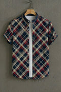 Men's Premium Argyle Print Mandarin Collar Shirt