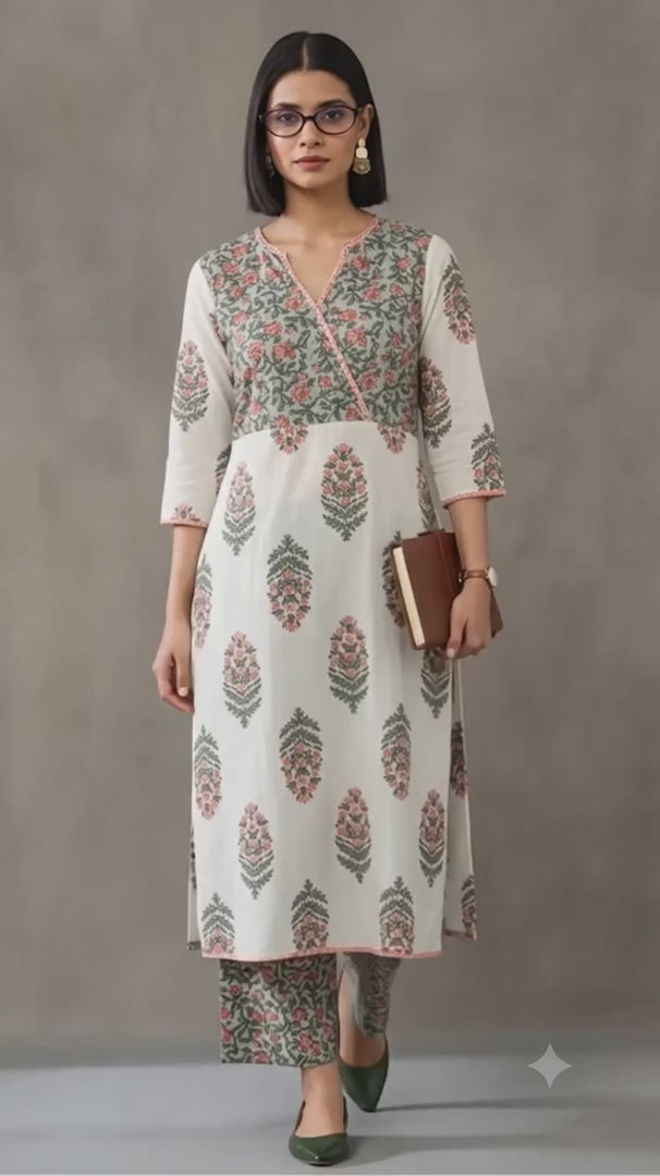 Jaipur Kurti Women's Printed Straight Kurta Off-White